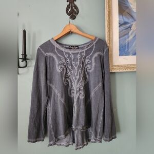 Gretty Zueger Boho Embroidered Top Blouse